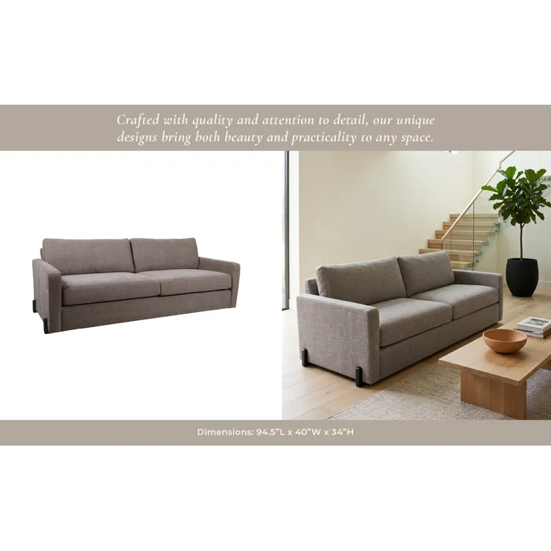 94x39" Modern Textured Sofa, Light Brown