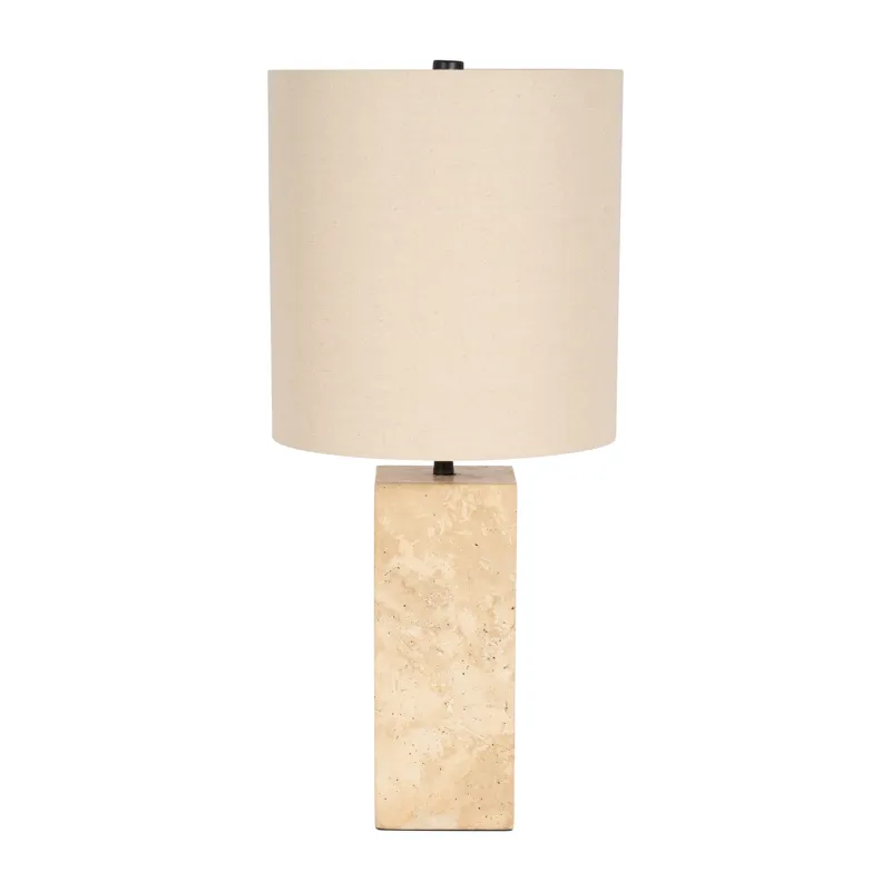 Travertine, 24\" Pillar Table Lamp, Natural