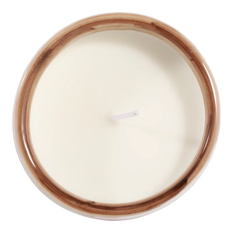 4\", 6oz Bowl Chinoiserie Candle, Brown/white