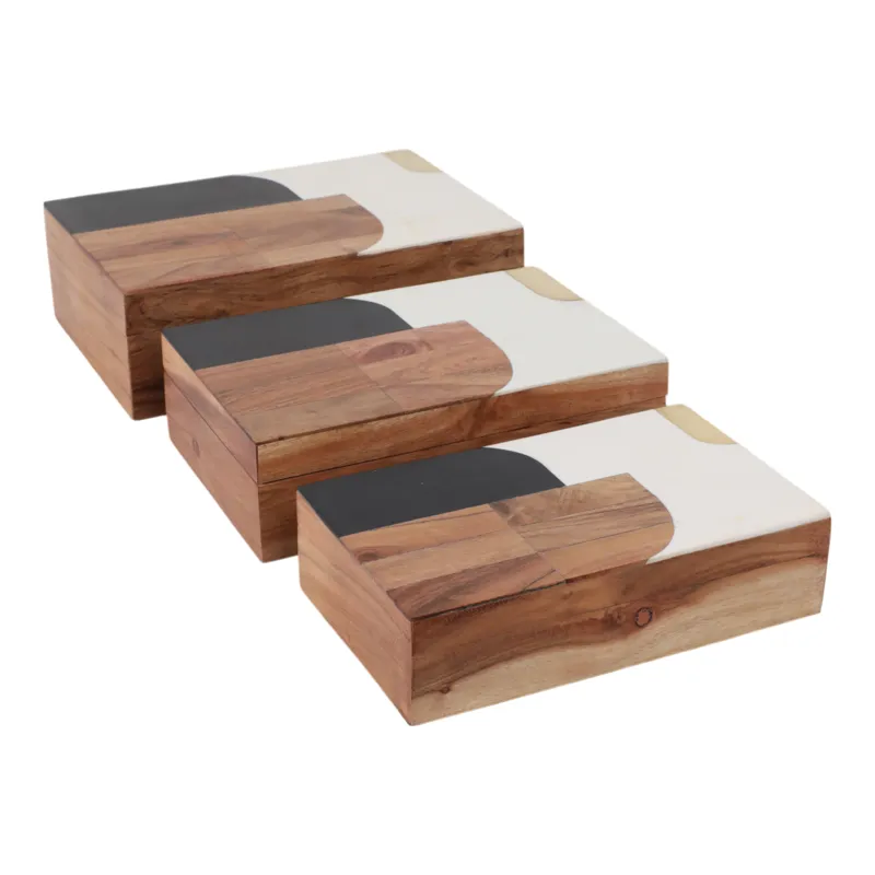 S/3 10/11/12\" Mid-century Boxes, Multi