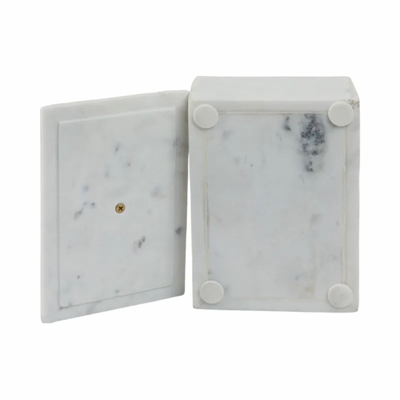 Ec Marble, 7x5 Rectangular Box - Knob, White