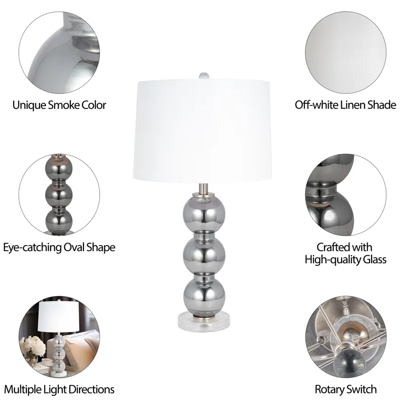 Glass 28\" Orbs Table Lamp, Smoke