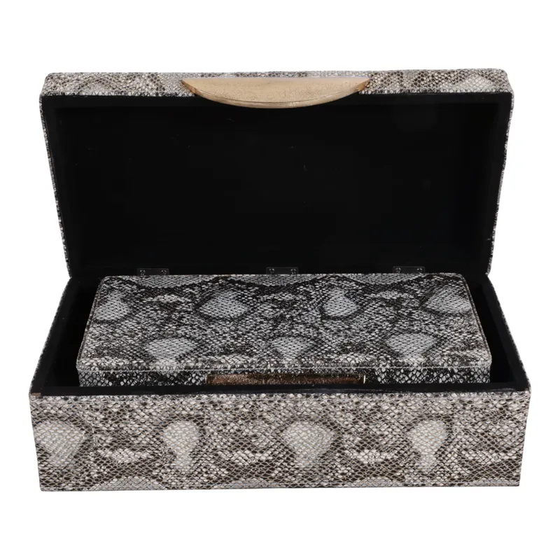 S/2 10/12" Shimmer Snakeskin Boxes W/ Hardware, Go