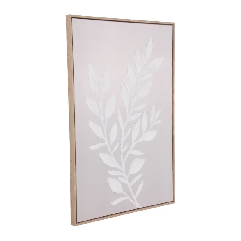 24x36" Textured Leaves Wall Art, Ivory/tan