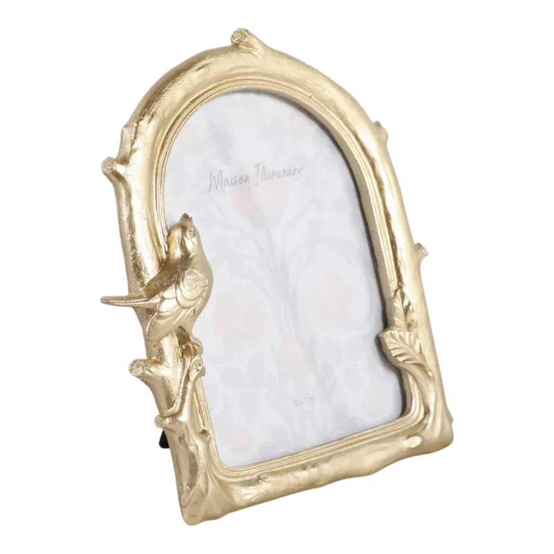 4x6" Birds & Branches Arch Photo Frame, Gold