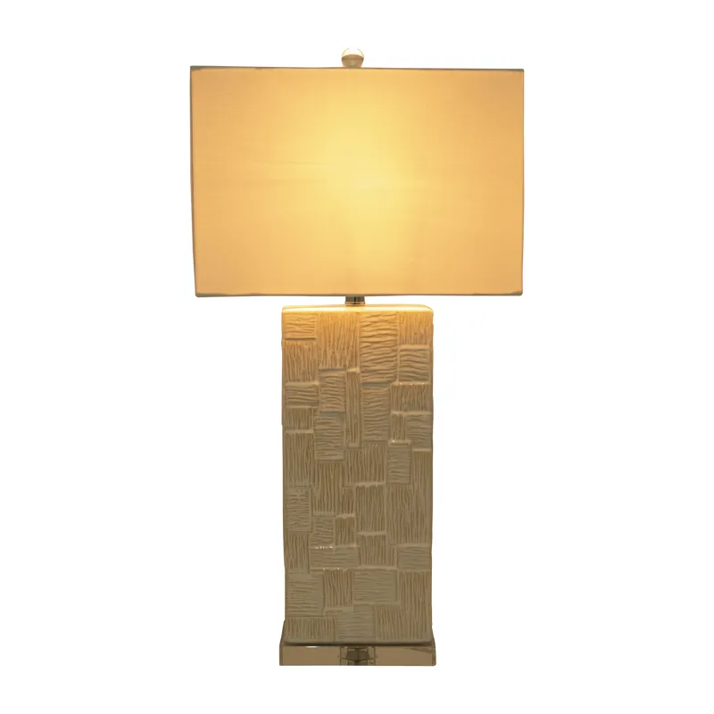 Ceramic 31\'\' Textured Table Lamp, White