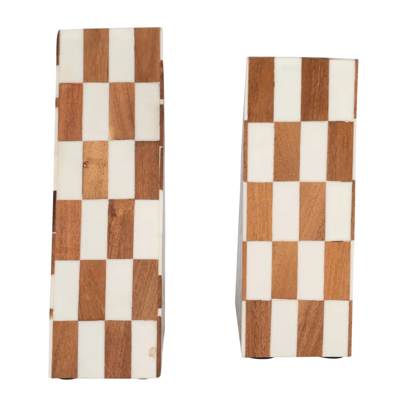 Resin, S/2 7\" Right Angle Bookend, Ivory/natural