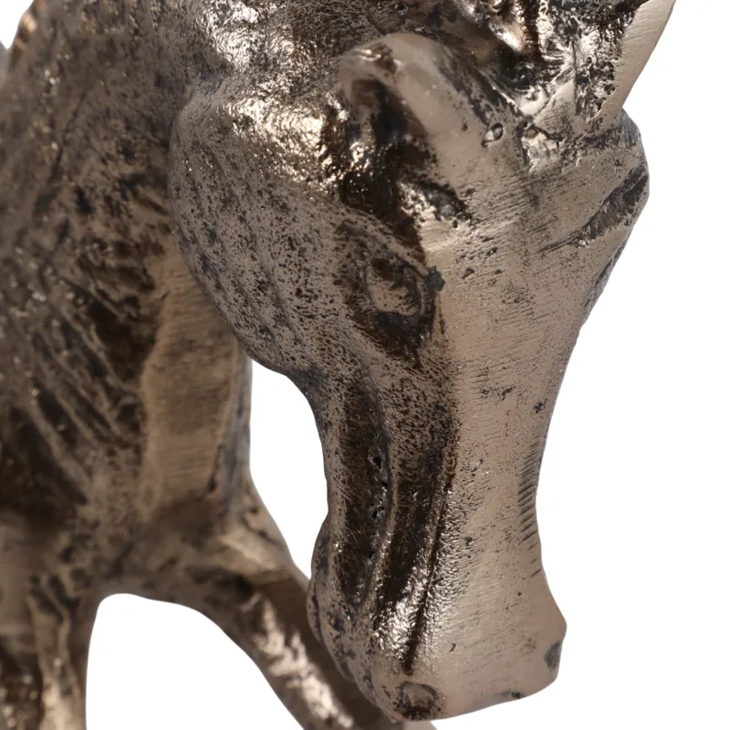 15x9" Galloping Horse On Marble Base, Antique Bras