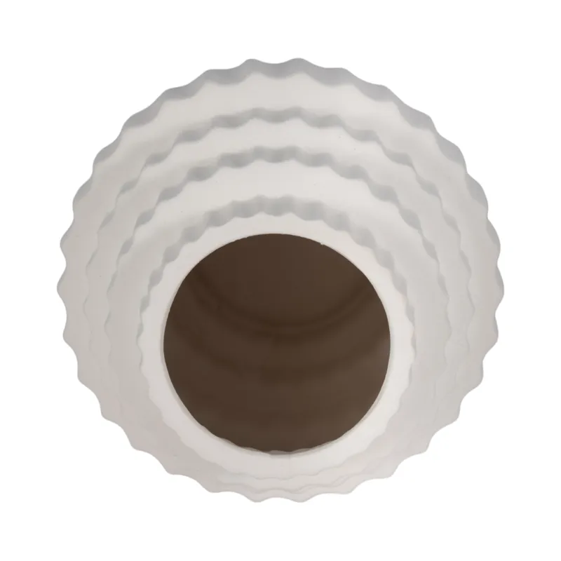 10\" Textured Staggered Vase, White