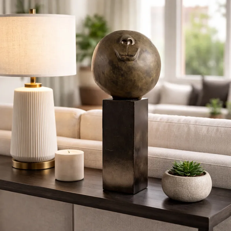 22x9" Smiley Head On Pedestal, Multi