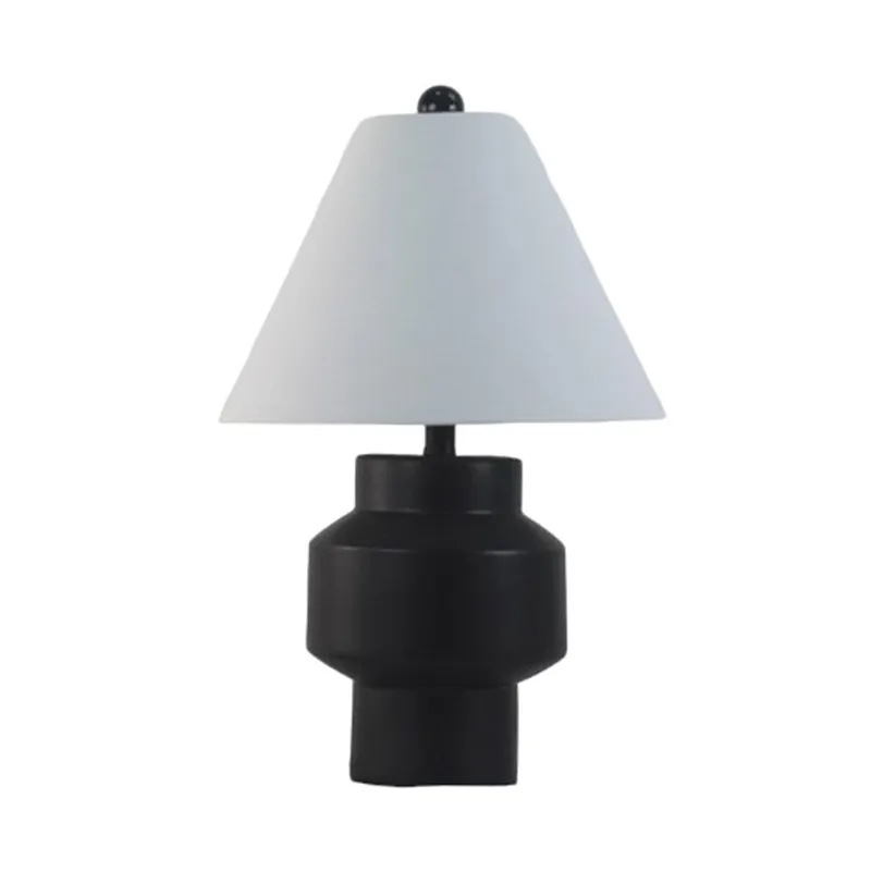 22\" Modern Cylinder Table Lamp, Black