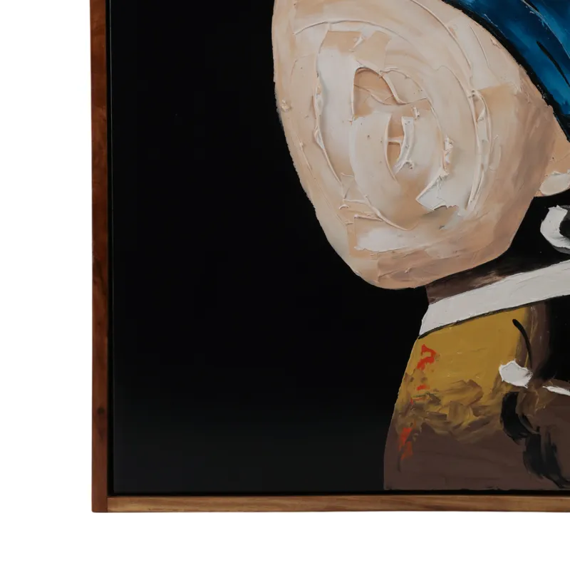 47x47 Hand Painted Girl With Pearl Earring, Multi