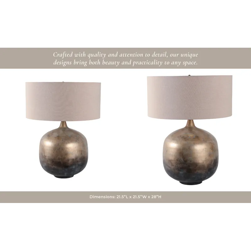 28x22\" Metal Base Table Lamp, Brown Multi