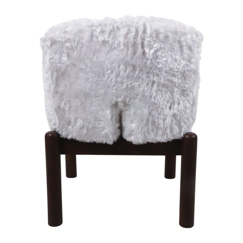 35x29" Faux Fur Accent Chair, White