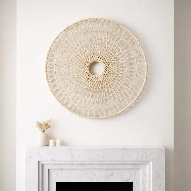 Ec Wicker, 36", Round Wall Accent, Natural