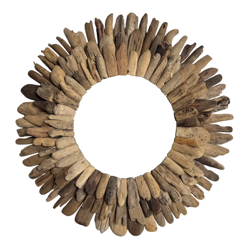 31\" Natural Driftwood Rounded Wall Mirror