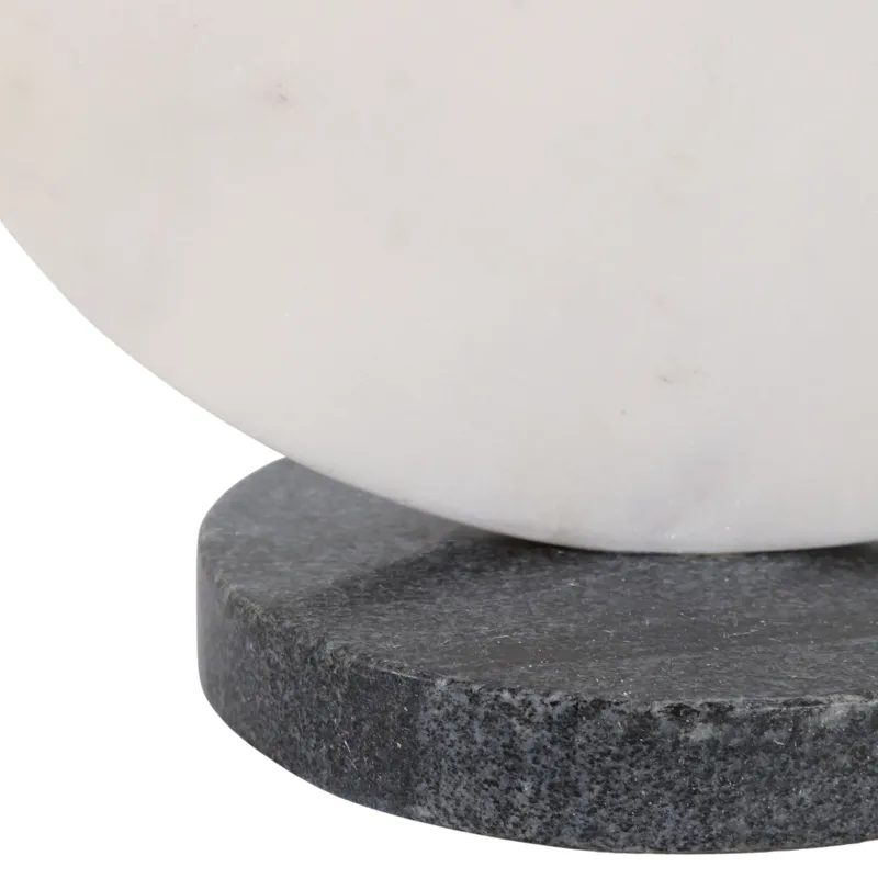 11x10" Modern Marble Sculpture On Base, Wht/blk
