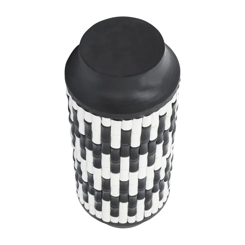 Resin, 14"h Tribal Vase, Black/white