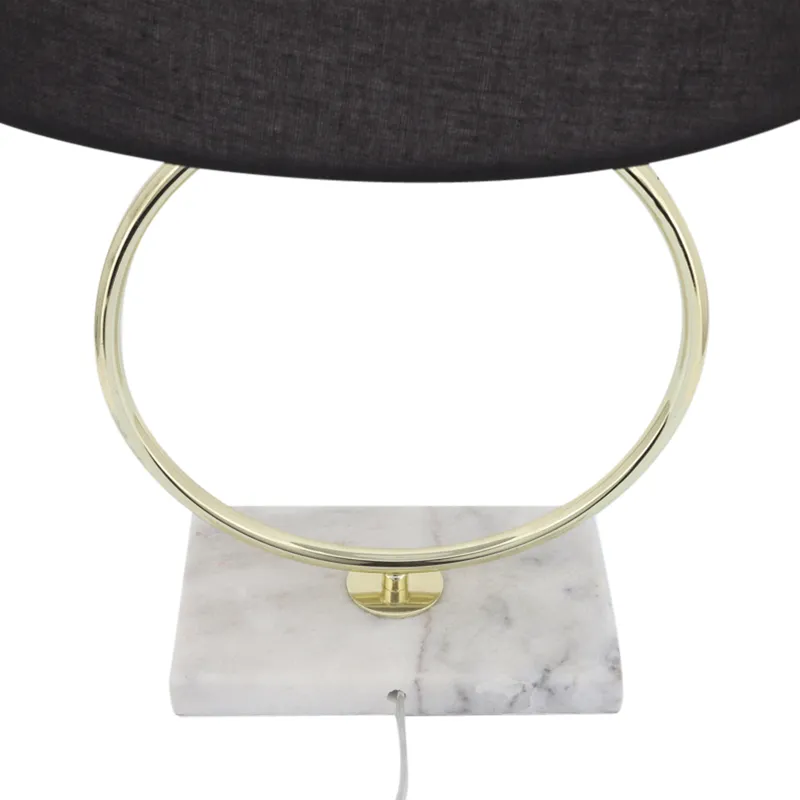 Metal 28" Ring Table Lamp W/marble Base, Gold