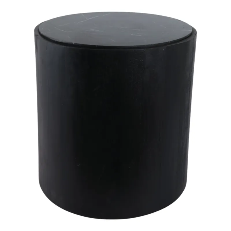 18x18 Marble Inlay Rnd Accent Table, Blk/wht