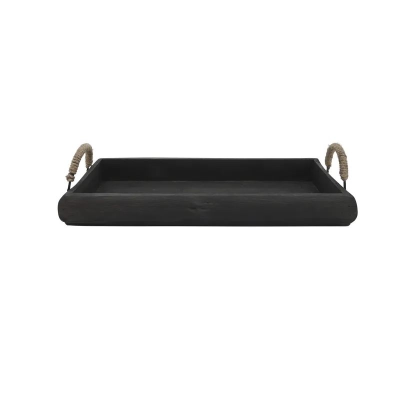 S/2 Wood Trays, Black