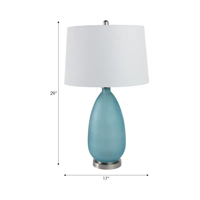 29x17\" Frosted Glass Table Lamp, Blue