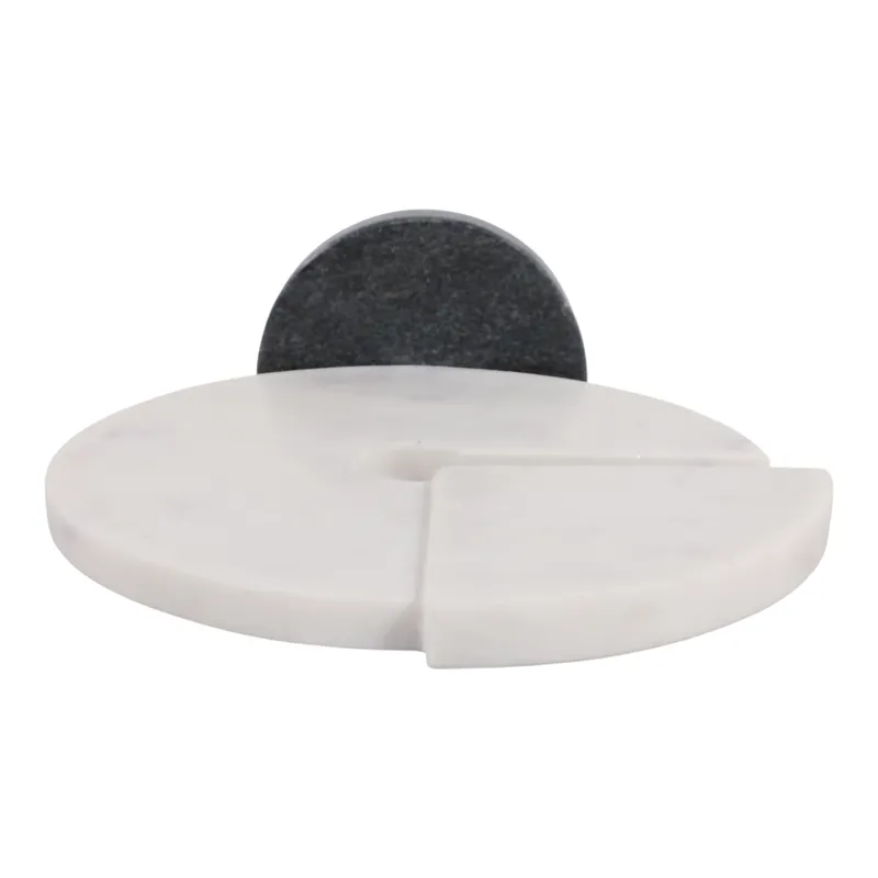 11x10" Modern Marble Sculpture On Base, Wht/blk