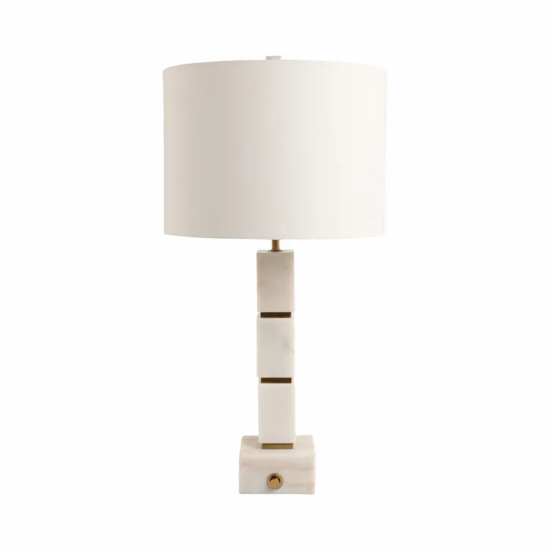 27x14\" Stacked Marble Cubes Lamp Base Switch, Whit