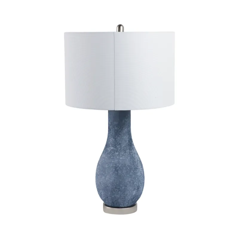 29x17\" Frosted Glass Teardrop Table Lamp, Dark Blu