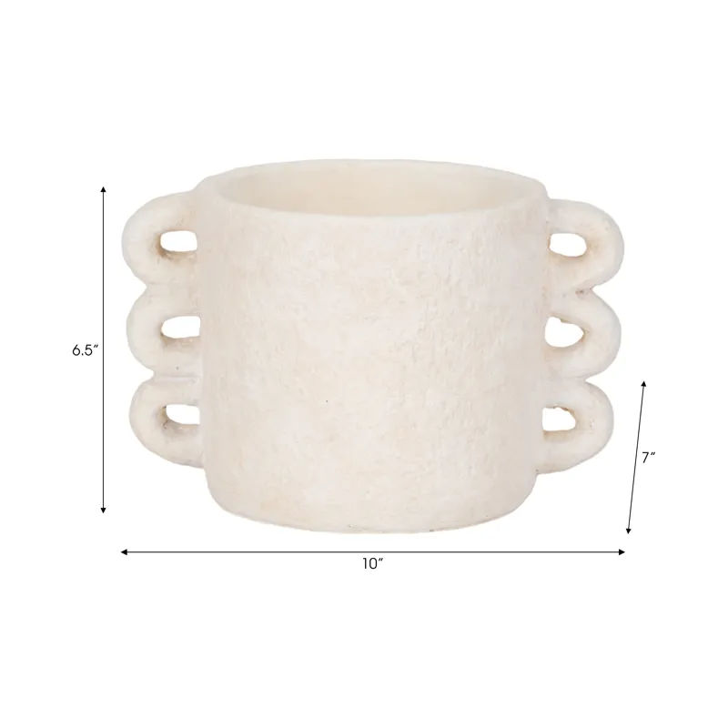 10\" Arch Handle Planter, White