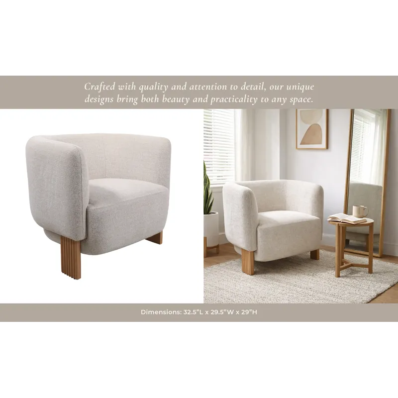 32x30" Modesto Accent Chair, Ivory/brown
