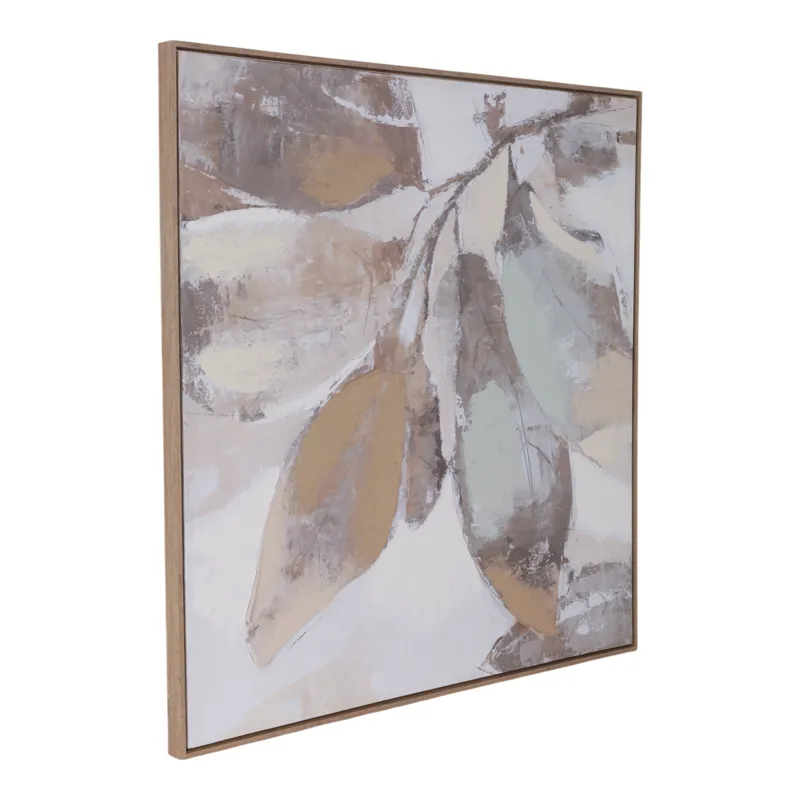 40x40\" Handpainted Fall Leaves, Brown