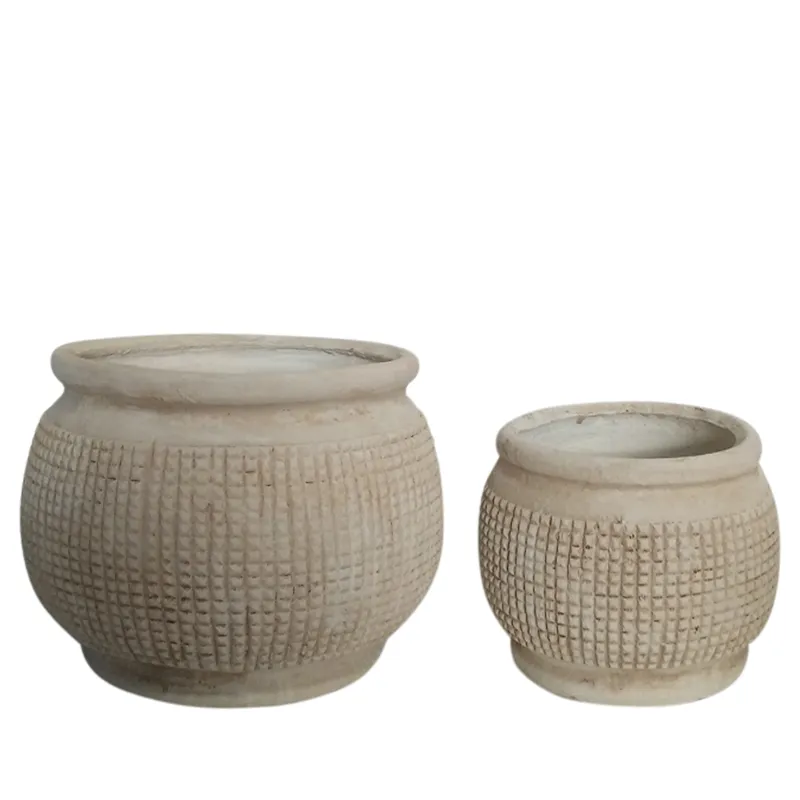 Resin, S/2 13/17" Antique Inspired Planters, Beige