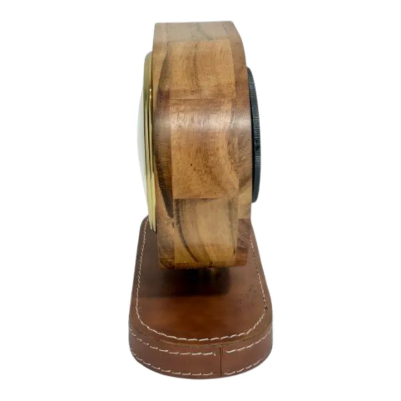 7" Mango Wood Table Top Clock