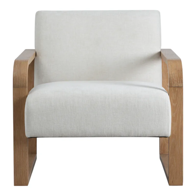 34x31" Open Arm Accent Chair, Ivory/brown