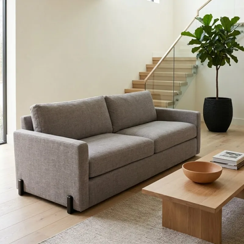 94x39" Modern Textured Sofa, Light Brown