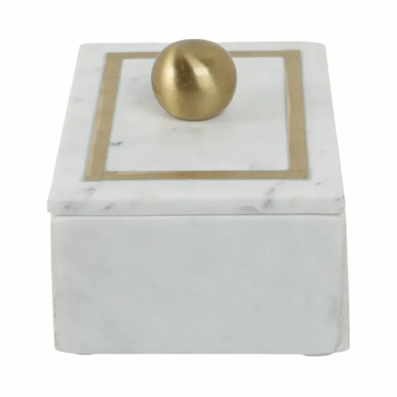 Ec Marble, 7x5 Rectangular Box - Knob, White