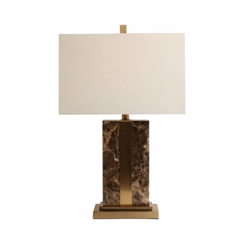 26x16\" Rectangle Marble Lamp W/ Antique Brass, Bro