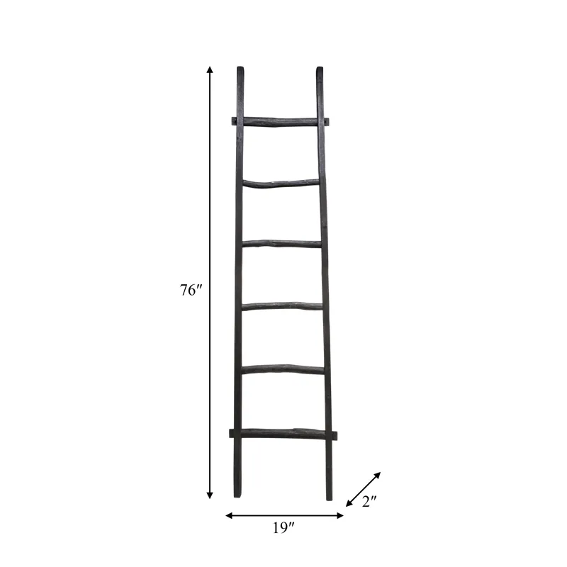 Ec Wooden , Decorative 76\" Ladder, Black