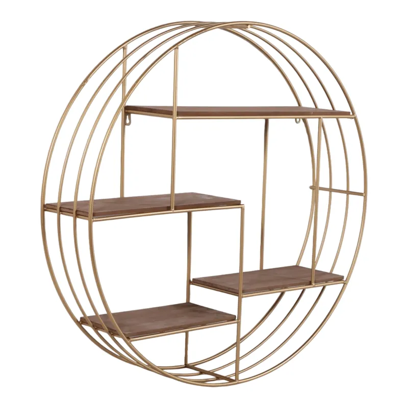 Ec Round 32\" Wood / Metal Wallshelf, Bronze