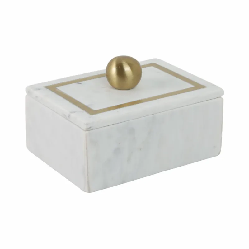 Ec Marble, 7x5 Rectangular Box - Knob, White