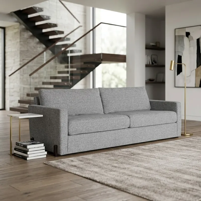 94x39" Modern Chenille Sofa, Gray/brown
