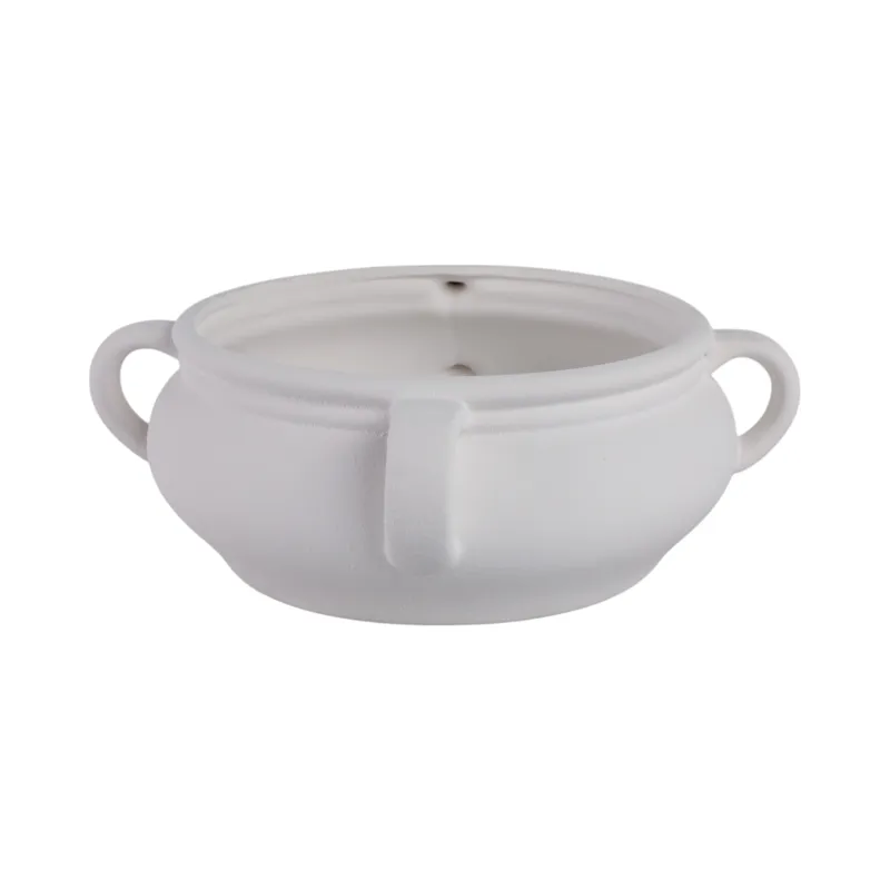 12\" Textured Bowl With Handles, White