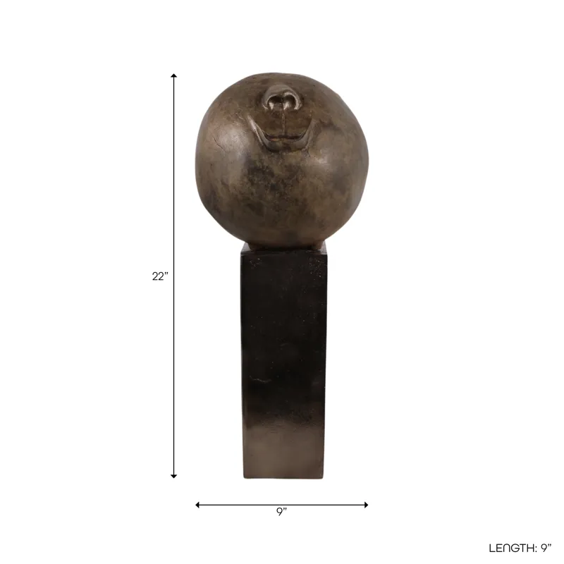 22x9" Smiley Head On Pedestal, Multi