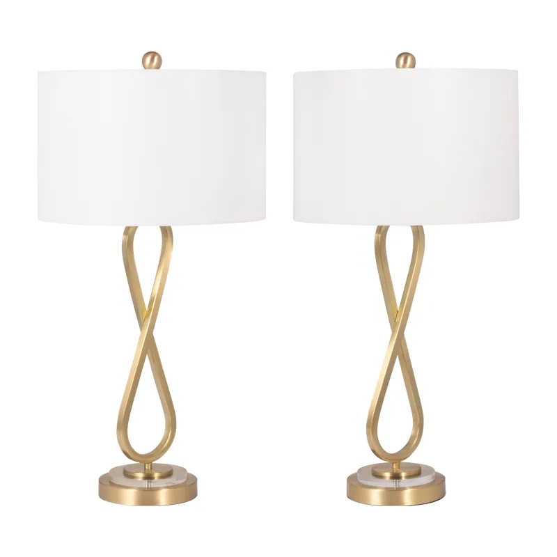 Metal, S/2 28\" Infinity Table Lamps, Gold