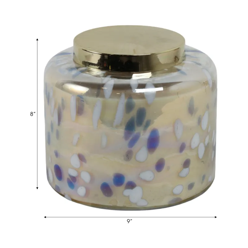 9\" 180 Oz Jasmine Speckle Candle, Light Blue/go