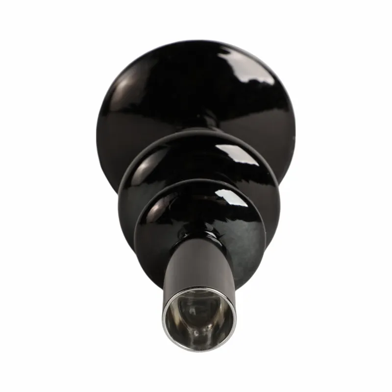 7\" Vintage Glass Taper Candle Holder, Black