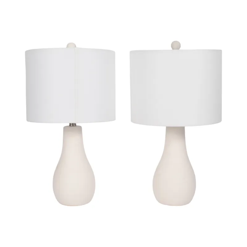 S/2 Ceramic 24\" Table Lamp, White