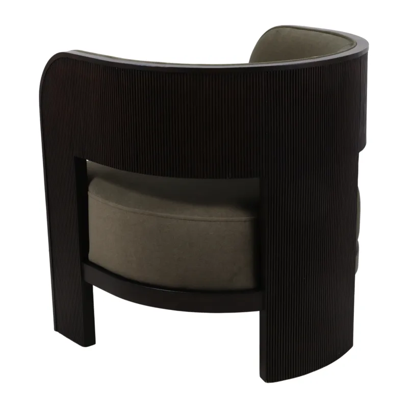 32x30" Curved Accent Chair, Green/brown