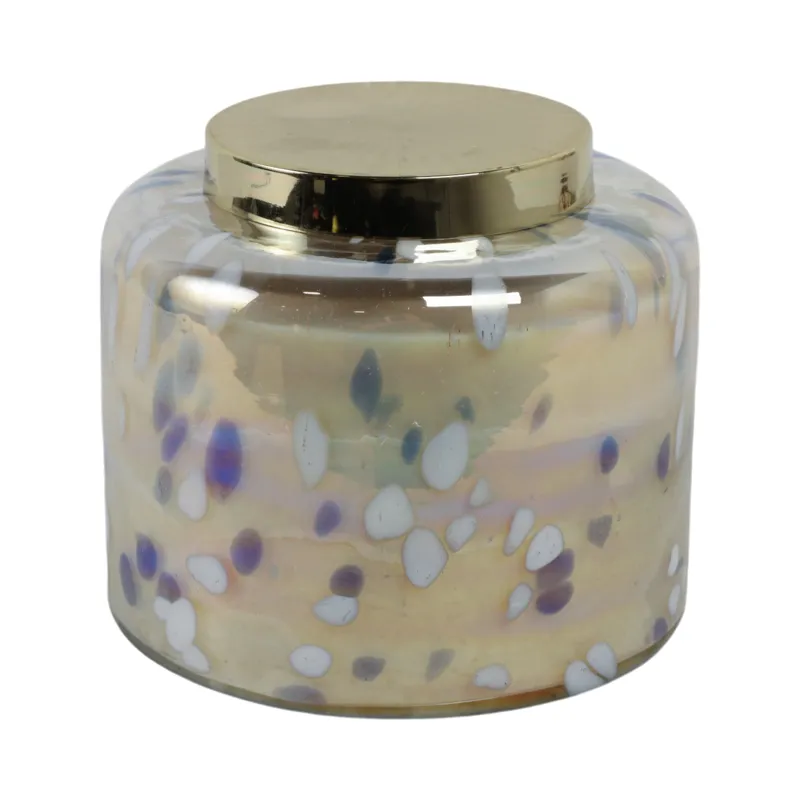 9\" 180 Oz Jasmine Speckle Candle, Light Blue/go